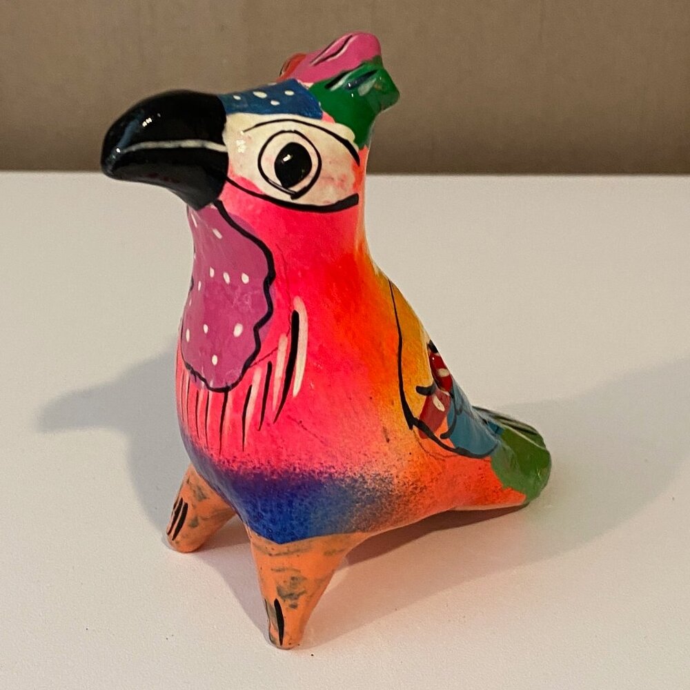 Hand Painted‎ Pottery Toucan Bird Musical Toy Flute 4 Colorful Decor